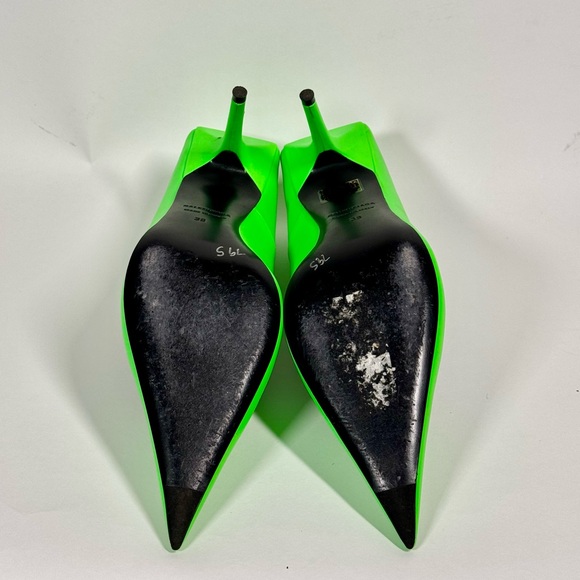 Balenciaga Neon Green Spandex Pointed Toe Knife Pumps - Picture 8 of 8